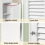 Artiss Bathroom Storage Cabinet 170cm Tall Slim Organiser Toilet Corner Adjustable Shelf Louver Door White - Image 7