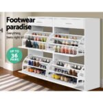 Artiss Shoe Rack Cabinet 36 Pairs Adjustable Shelves White Sara - Image 6