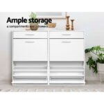 Artiss Shoe Rack Cabinet 36 Pairs Adjustable Shelves White Sara - Image 7