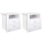 Artiss 2 X Bedside Table 2 Drawers with Shelf - TARA White