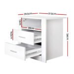 Artiss 2 X Bedside Table 2 Drawers with Shelf - TARA White - Image 2