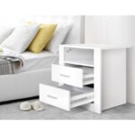 Artiss 2 X Bedside Table 2 Drawers with Shelf - TARA White - Image 3
