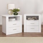Artiss 2 X Bedside Table 2 Drawers with Shelf - TARA White - Image 8