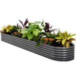 Green Fingers Garden Bed 320X80X42cm Oval Planter Box Raised Container Galvanised - Image 7
