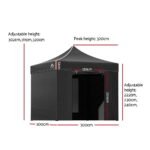 Instahut Gazebo Pop Up Marquee 3x3m Folding Tent Wedding Gazebos 500D Black - Image 2