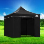 Instahut Gazebo Pop Up Marquee 3x3m Folding Tent Wedding Gazebos 500D Black - Image 7