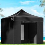 Instahut Gazebo Pop Up Marquee 3x3m Folding Tent Wedding Gazebos 500D Black