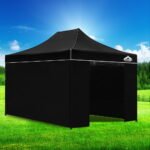 Instahut Gazebo Pop Up Marquee 3x4.5 Folding Tent Wedding Gazebos 500D Black - Image 7