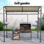 Instahut Gazebo Outdoor BBQ Grill Patio Garden Marquee Shade Shelter Shelf Hooks Beige - Image 4