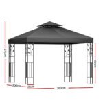 Instahut Gazebo 3x3m Marquee Outdoor Wedding Party Event Tent Home Iron Art Shade Grey - Image 2