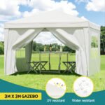 Instahut Gazebo 3x3 Pop Up Marquee Folding Tent Wedding Gazebos Camping Outdoor Canopy White - Image 4