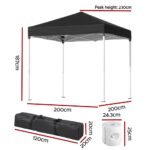Instahut Gazebo 2x2m Outdoor Patio Garden Marquee Shade w/ Base Pods Black - Image 2