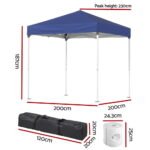 Instahut Gazebo 2x2m Outdoor Patio Garden Marquee Shade w/ Base Pods Blue - Image 2