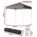Instahut Gazebo 2x2m Outdoor Patio Garden Marquee Shade w/ Base Pods Grey - Image 2
