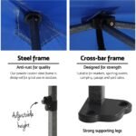 Instahut Gazebo Pop Up 3x3m w/Base Podx4 Marquee Folding Outdoor Wedding Camping Tent Shade Canopy Blue - Image 4