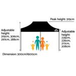 Instahut Gazebo Pop Up Marquee 3x6 Folding Outdoor 500D Tent Base Pod Black - Image 2
