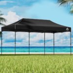 Instahut Gazebo Pop Up Marquee 3x6 Folding Outdoor 500D Tent Base Pod Black
