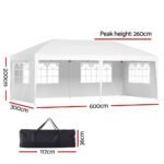 Instahut Gazebo Pop Up Marquee 3x6m Wedding Party Outdoor Camping Tent Canopy Side Wall White - Image 2