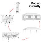 Instahut Gazebo Pop Up Marquee 3x6m Wedding Party Outdoor Camping Tent Canopy Side Wall White - Image 5