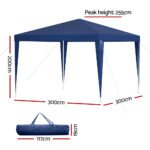 Instahut Gazebo 3x3m Wedding Party Marquee Tent Outdoor Event Camping Canopy Shade - Image 2