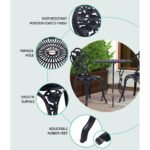 Gardeon 3PC Outdoor Setting Bistro Set Chairs Table Cast Aluminum Rose Black - Image 3