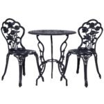 Gardeon 3PC Outdoor Setting Bistro Set Chairs Table Cast Aluminum Rose Black - Image 8
