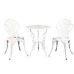 Gardeon 3PC Outdoor Setting Bistro Set Chairs Table Cast Aluminum Patio Furniture Rose White - Image 8