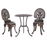 Gardeon 3PC Patio Furniture Outdoor Bistro Set Dining Chairs Aluminium Bronze - Image 3