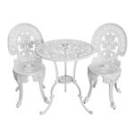 Gardeon 3PC Patio Furniture Outdoor Bistro Set Dining Chairs Aluminium White - Image 7