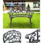 Gardeon Outdoor Garden Bench Seat 100cm Cast Aluminium Patio Chair Vintage Green - Image 5