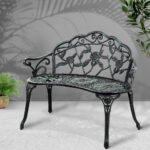 Gardeon Outdoor Garden Bench Seat 100cm Cast Aluminium Patio Chair Vintage Green - Image 7