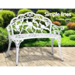 Gardeon Outdoor Garden Bench Seat 100cm Cast Aluminium Outdoor Patio Chair Vintage White - Image 4