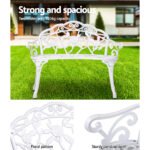 Gardeon Outdoor Garden Bench Seat 100cm Cast Aluminium Outdoor Patio Chair Vintage White - Image 5