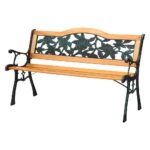 Gardeon Outdoor Garden Bench Seat 126cm Wooden Cast Iron 3 Seater Patio Furniture - Image 7