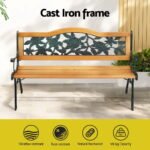 Gardeon Outdoor Garden Bench Seat 126cm Wooden Cast Iron 3 Seater Patio Furniture - Image 4