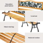 Gardeon Outdoor Garden Bench Seat 126cm Wooden Cast Iron 3 Seater Patio Furniture - Image 5