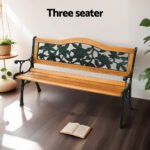 Gardeon Outdoor Garden Bench Seat 126cm Wooden Cast Iron 3 Seater Patio Furniture - Image 6