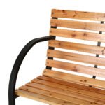Gardeon Outdoor Garden Bench Seat 120cm Wooden Steel 2 Seater Patio Furniture Natural - Image 4