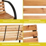 Gardeon Outdoor Garden Bench Seat 120cm Wooden Steel 2 Seater Patio Furniture Natural - Image 5