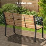 Gardeon Outdoor Garden Bench Seat 120cm Wooden Steel 2 Seater Patio Furniture Natural - Image 6