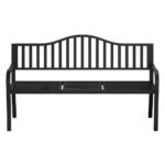 Gardeon Outdoor Garden Bench Seat Loveseat Steel Foldable Table Patio Furniture Black - Image 3