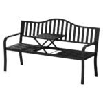 Gardeon Outdoor Garden Bench Seat Loveseat Steel Foldable Table Patio Furniture Black - Image 7