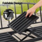 Gardeon Outdoor Garden Bench Seat Loveseat Steel Foldable Table Patio Furniture Black - Image 6