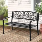 Gardeon Outdoor Garden Bench Seat Steel Outdoor Furniture 3 Seater Park Black