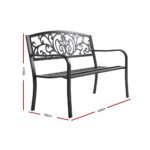 Gardeon Outdoor Garden Bench Seat Steel Outdoor Furniture 3 Seater Park Black - Image 2