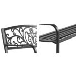 Gardeon Outdoor Garden Bench Seat Steel Outdoor Furniture 3 Seater Park Black - Image 3