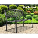 Gardeon Outdoor Garden Bench Seat Steel Outdoor Furniture 3 Seater Park Black - Image 4