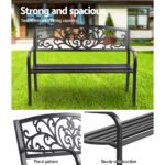 Gardeon Outdoor Garden Bench Seat Steel Outdoor Furniture 3 Seater Park Black - Image 5