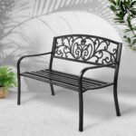 Gardeon Outdoor Garden Bench Seat Steel Outdoor Furniture 3 Seater Park Black - Image 7