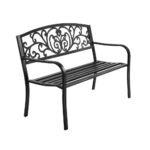 Gardeon Outdoor Garden Bench Seat Steel Outdoor Furniture 3 Seater Park Black - Image 8